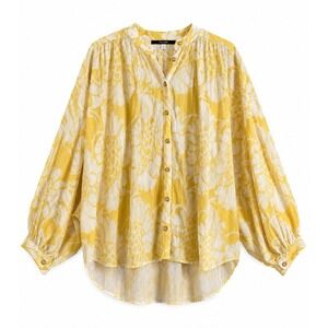 Anthropologie Pilcro Blouse S Yellow Floral Batwing Dolman Boho Oversized Cotton